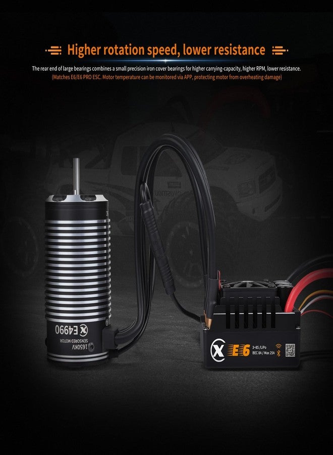 أكس سي محرك XC E4990 بدون فرشات مزود بمستشعرات لسيارات التحكم عن بعد، بطارية ليثيوم بوليمر 3-8 خلايا 1650 كيلو فولت، مقاوم للماء بمعيار IP67، مناسب لسيارات الطرق الوعرة بمقياس 1/6 و1/7، وسيارات السباق القصيرة. - Image 4